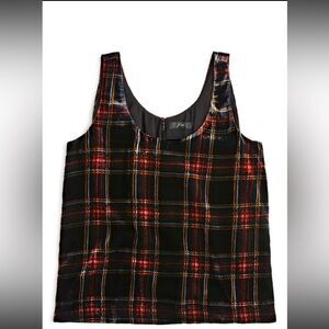 J CREW velvet tartan tank top size 6 plaid Stewart